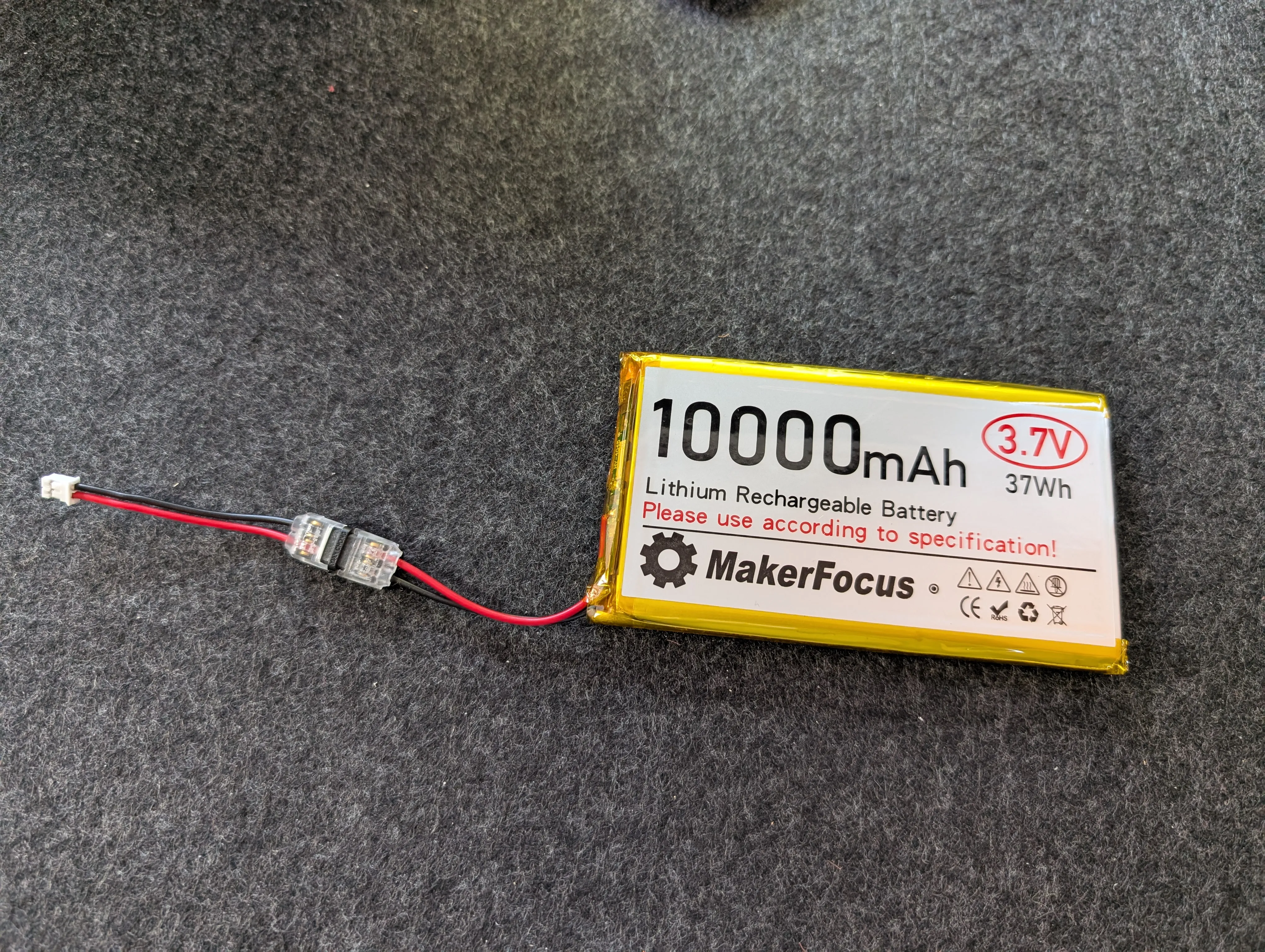 Battery with JST Connector - 10000mAh battery with JST connector ready for connection to Meshtastic board